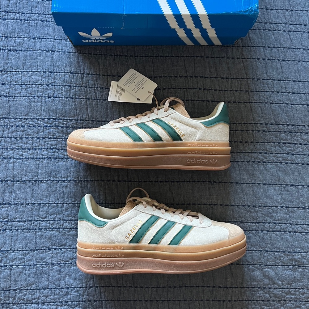 adidas gazelle bold cream and green